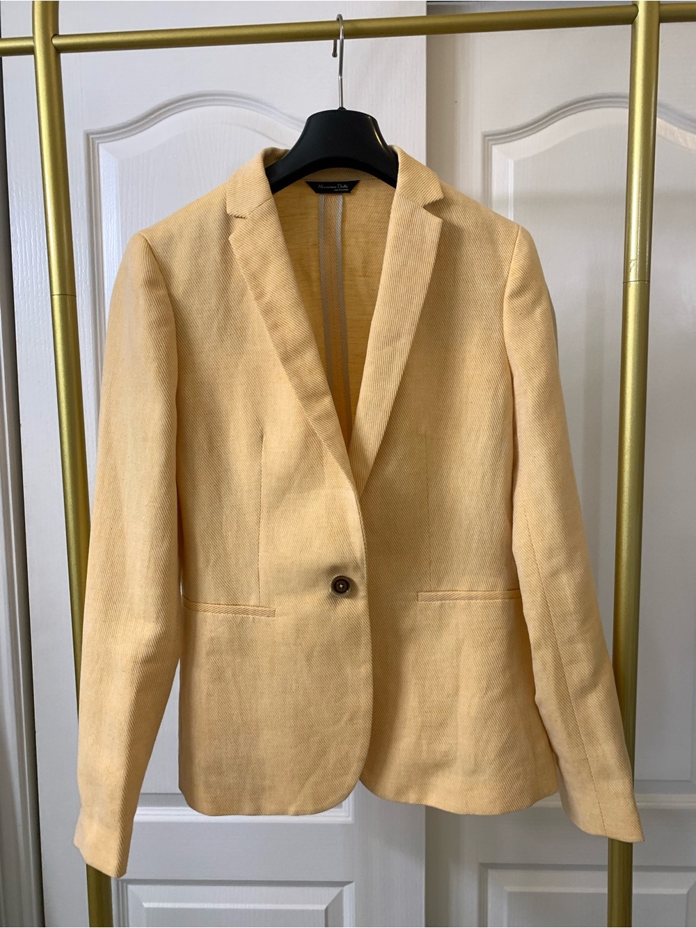 Massimo Dutti Pale Yellow Single-Button Blazer